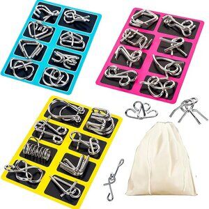 Brain Teaser IQ Test Disentanglement Iron Link Unlock Interlock Game 24 Pcs
